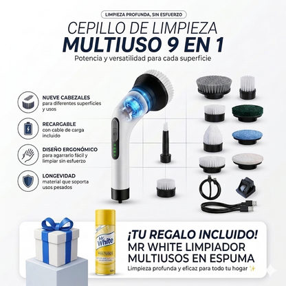 Cepillo Eléctrico 9 en 1 TurboClean™ | Limpia sin esfuerzo