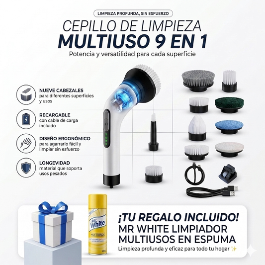 Cepillo Eléctrico 9 en 1 TurboClean™ | Limpia sin esfuerzo